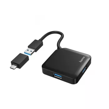 Hama USB Hub, 4 porti, USB 3.2 Gen 1, 5 Gbit/s, koos USB-C adapteriga