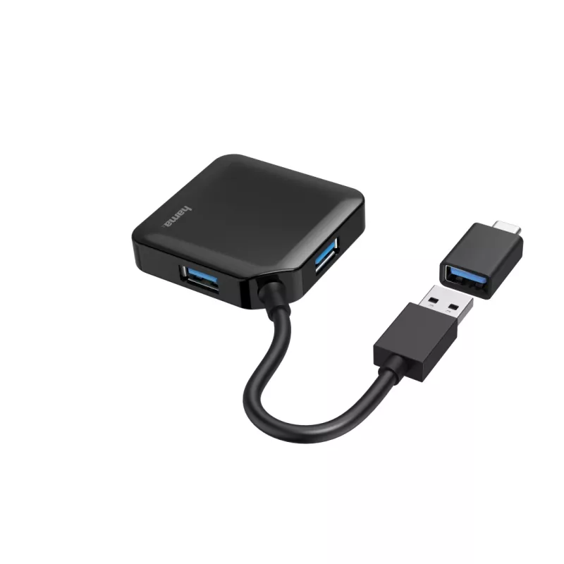 Hama USB Hub, 4 porti, USB 3.2 Gen 1, 5 Gbit/s, koos USB-C adapteriga
