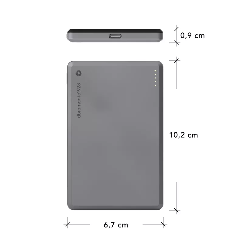 dbramante1928 re-charge - Akupank 5K Wireless - Hall, 5000 mAh, Juhtmevaba laadimine, 3,87 V, Hall