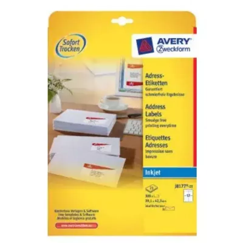 Printerisildid Avery J8177-25 valged