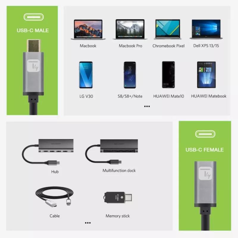 Techly USB 3.2 Gen 2 USB-C M/F kaabel 1m Must, 1 m, USB C, USB C, USB 3.2 Gen 2 (3.1 Gen 2), 10 Gbit/s, Must, Hall