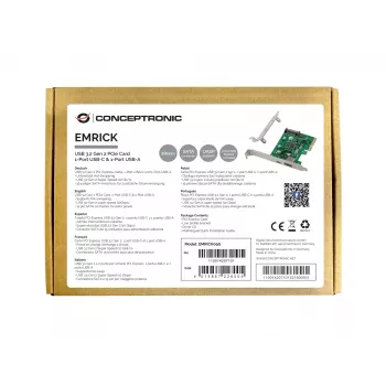 Conceptronic EMRICK USB 3.2 Gen 2 PCIe kaart, 1-port USB-C ja 1-port USB-A
