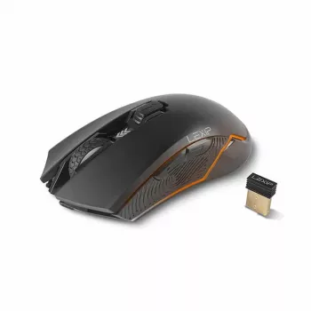 Lexip Ar18 – juhtmevaba mängurihiir keraamiliste liuguritega, paremakäeline, optiline, RF-juhtmevaba + USB Type-A, 4800 DPI, must