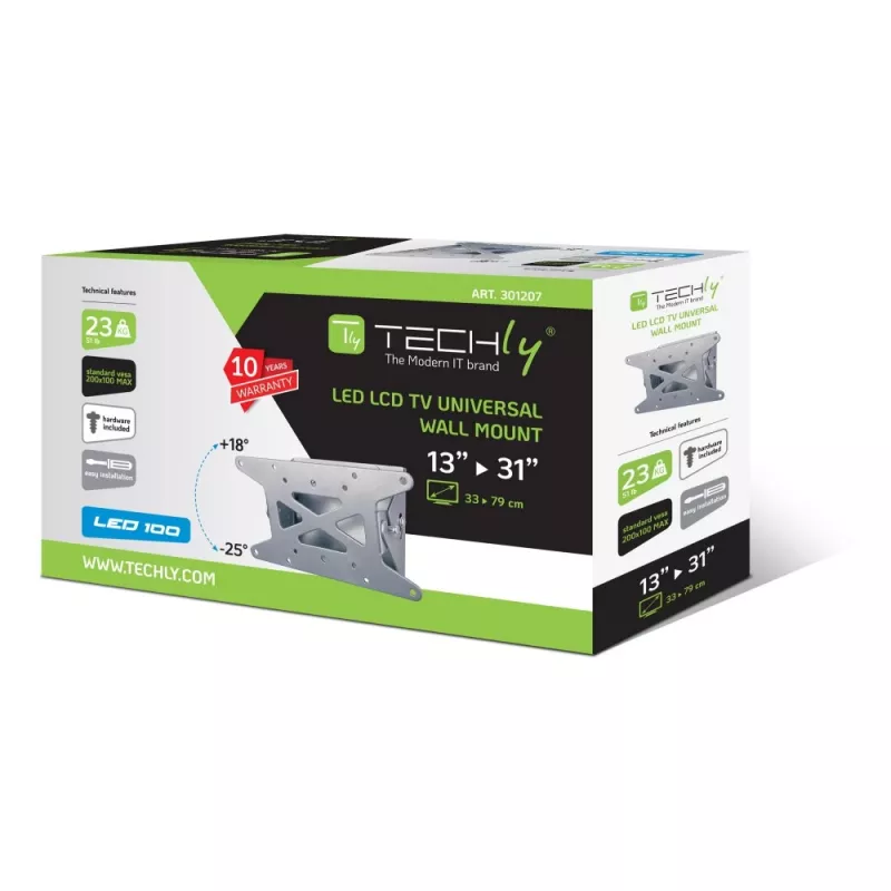 Techly 13-31 tolline seinakinnitus LED LCD telerile, kallutatav ICA-LCD 109