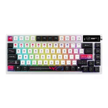 Mehaaniline mänguklaviatuur ASUS ROG Azoth X — 75% paigutus, USB + RF juhtmevaba, Bluetooth, RGB, randmetugi, must/valge