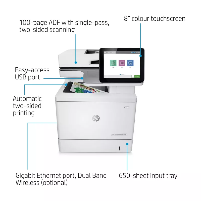 HP Color LaserJet Enterprise MFP M578dn, Laser, värviprintimine, 1200 x 1200 DPI, A4, otseprintimine, valge