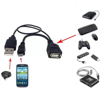 Techly USB 2.0 kaabel OTG A F Micro USB M koos USB-ga 30 cm must ICOC MUSB-MC2
