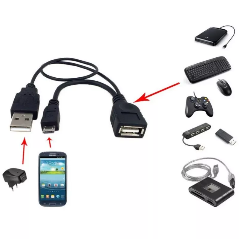 Techly USB 2.0 kaabel OTG A F Micro USB M koos USB-ga 30 cm must ICOC MUSB-MC2