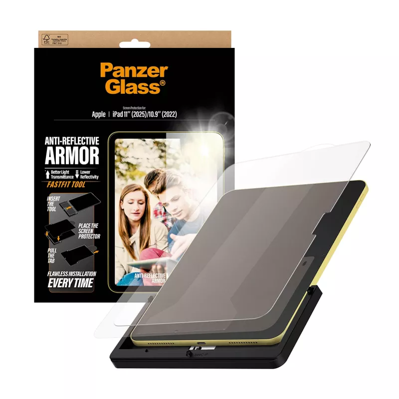 Ekraanikaitse PanzerGlass Anti-Reflective Armor iPad 11 tolli (2025-2026) / 10.9 tolli (2022) Ultra-Wide Fit koos Fastfit tööriistaga