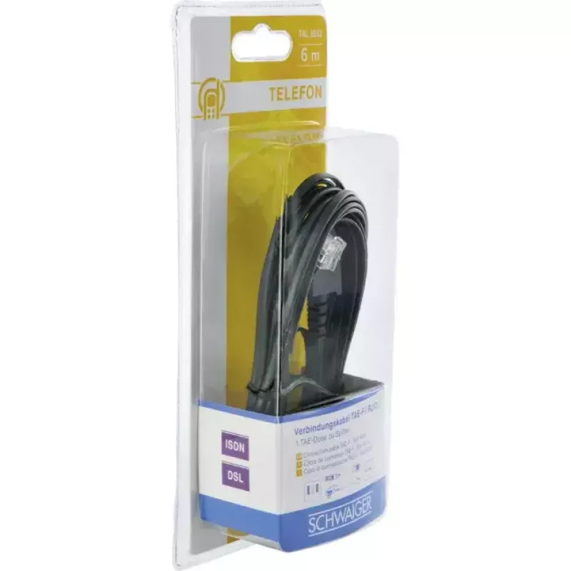 Schwaigeri kaabel 6,0 m RJ-12 - TAE-F 6 m must