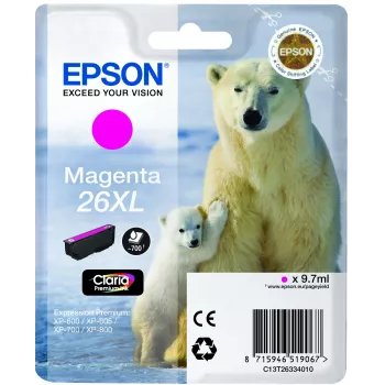 Epson Polar bear üksikpakend magenta 26XL Claria Premium Ink, kõrge (XL) saagikus, magenta, pigmendipõhine tint, 1 tk