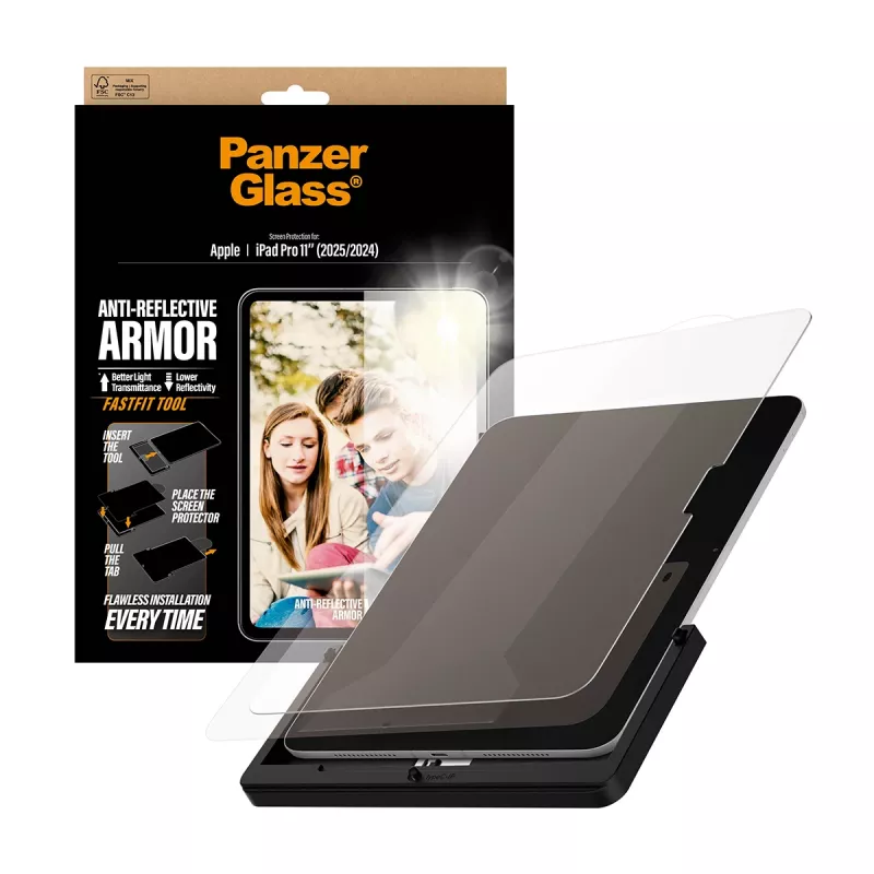 PanzerGlass ® peegeldusvastane Armor ekraanikaitse iPad Pro 11 tolli (2024-2025) | ülilai sobivus koos FastFit tööriistaga