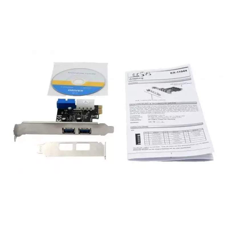 EXSYS EX-11049 sisemine USB 3.2 Gen 1 PCIe adapter Must Hõbedane