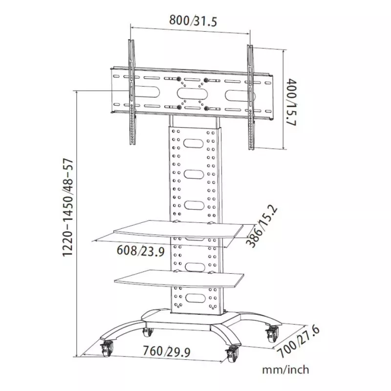 Techly ICA-TR8 teabetahvli alus 177.8 cm (70 tolli) must