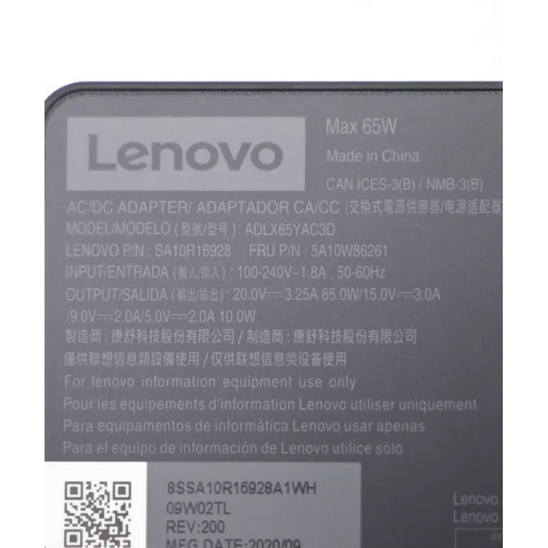 Lenovo 5A10W86261 toiteadapter Siseruumides 65 W Must
