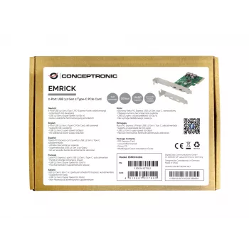 Conceptronic EMRICK 2-pordiline USB 3.2 Gen 2 USB-C PCIe kaart, isetoitega