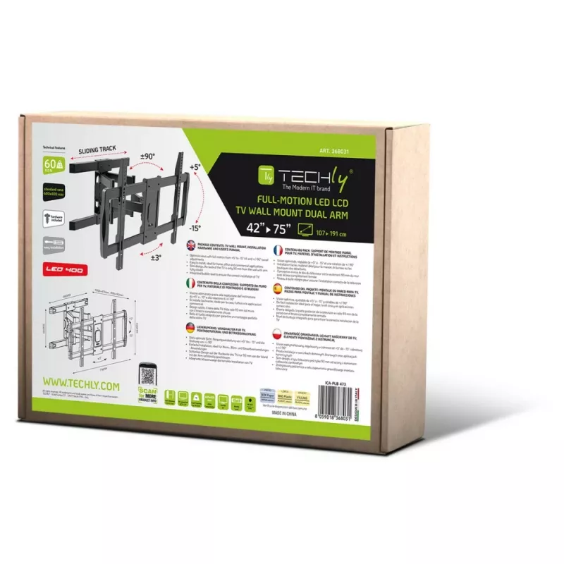 Techly ICA-PLB-473 telerikinnitus 190,5 cm (75 tolli) must