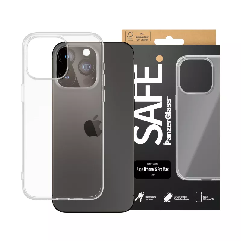 PanzerGlass SAFE. by ® TPU ümbris läbipaistev iPhone 15 Pro Max