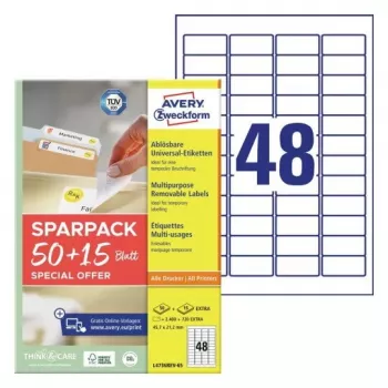 Isekleepuv printerisilt AVERY L4736REV-65 Valge 4.57x2.12 cm