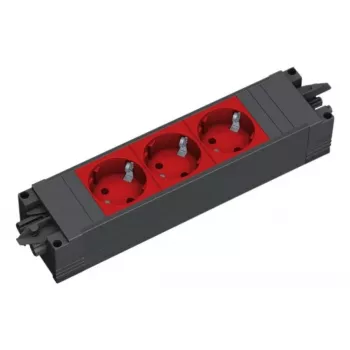Pistikupesa riba Bachmann STEP BASE 3‑pistikuga, 250 V 16 A, plastkorpus, IP20, punane, 52×230×44 mm