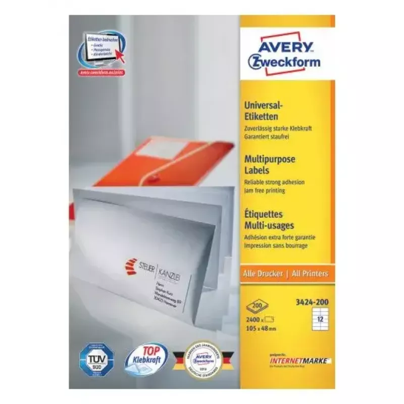 Isekleepuv silt Ristkülik AVERY 3424-200