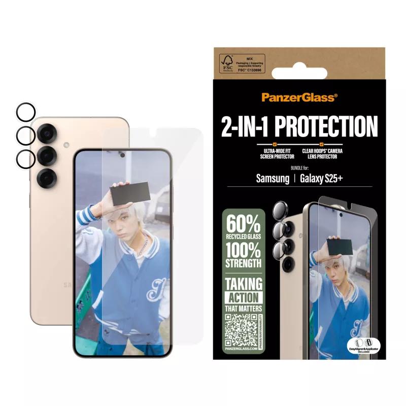 PanzerGlass 2-in-1 kaitsekomplekt Samsung Galaxy S25+ kriimustus- ja põrutuskindel