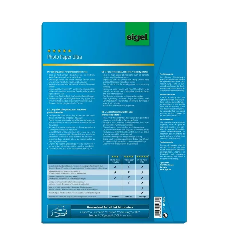 Printing Paper A4 Sigel IP639 Gloss 50 Sheets valge