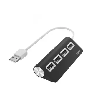 Hama USB-jaotur, 4 porti, USB 2.0, 480 Mbit/s, must