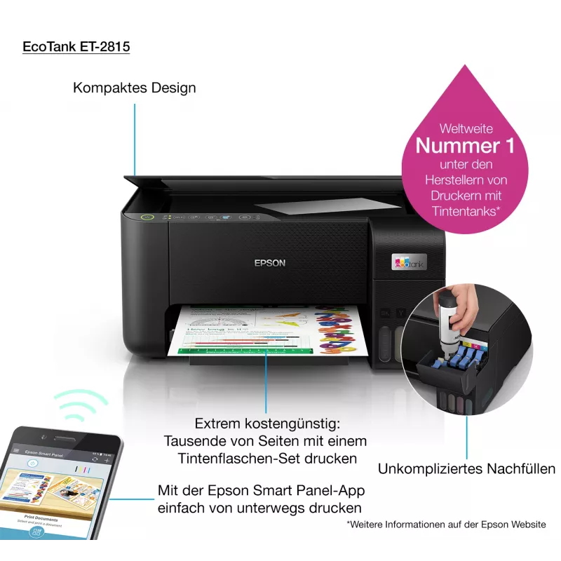 Multifunktsionaalne printer Epson EcoTank ET-2815 tindiprinteri värvitrükk