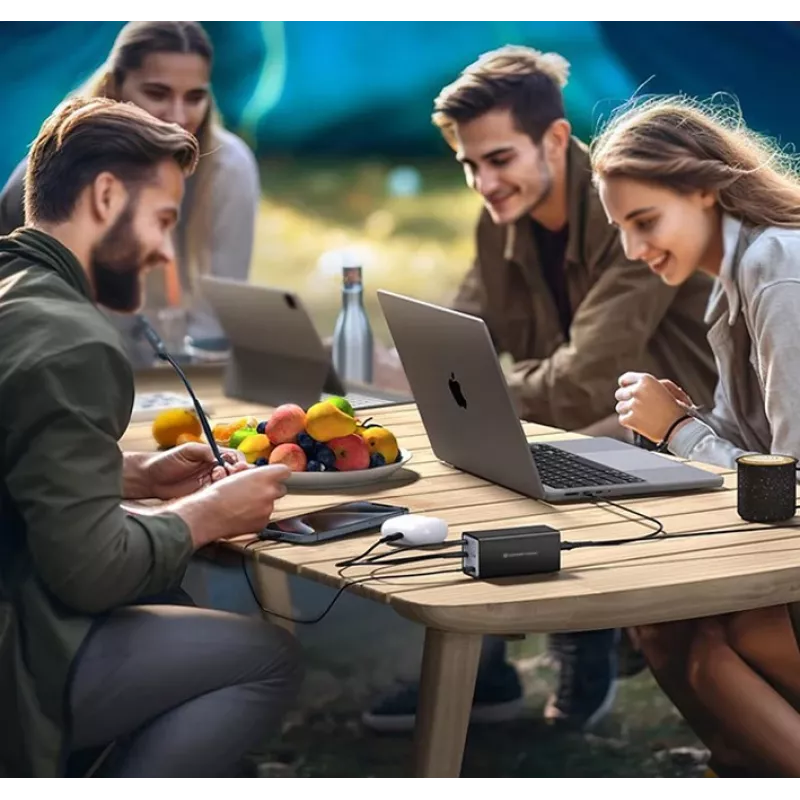 Conceptronic 6-pordiline 200 W GaN USB PD laadija koos USB-C laadimiskaabliga, USB-C x 4, USB-A x 2, QC 3.0, PD 3.1, PPS