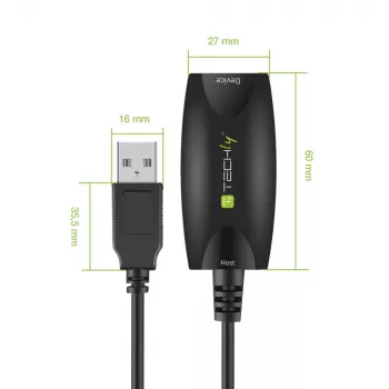 Techly SuperSpeed USB3.0 aktiivne pikenduskaabel 5m must ICUR3050