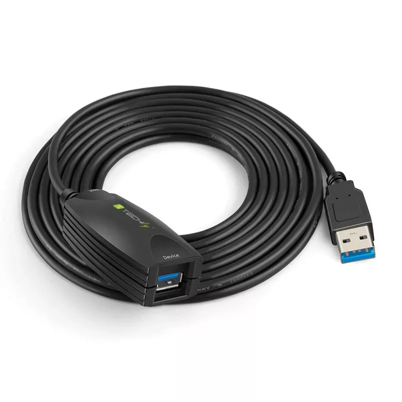 Techly SuperSpeed USB3.0 aktiivne pikenduskaabel 5m must ICUR3050