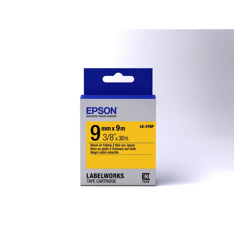 Epson Label Cartridge Pastel LK-3YBP Must/Kollane 9 mm (9 m)