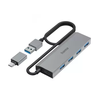 Hama 00200138 liidese jaotur USB 3.2 Gen 1 (3.1 Gen 1) Type-A + USB-C 5000 Mbit/s Antratsiit, Hall