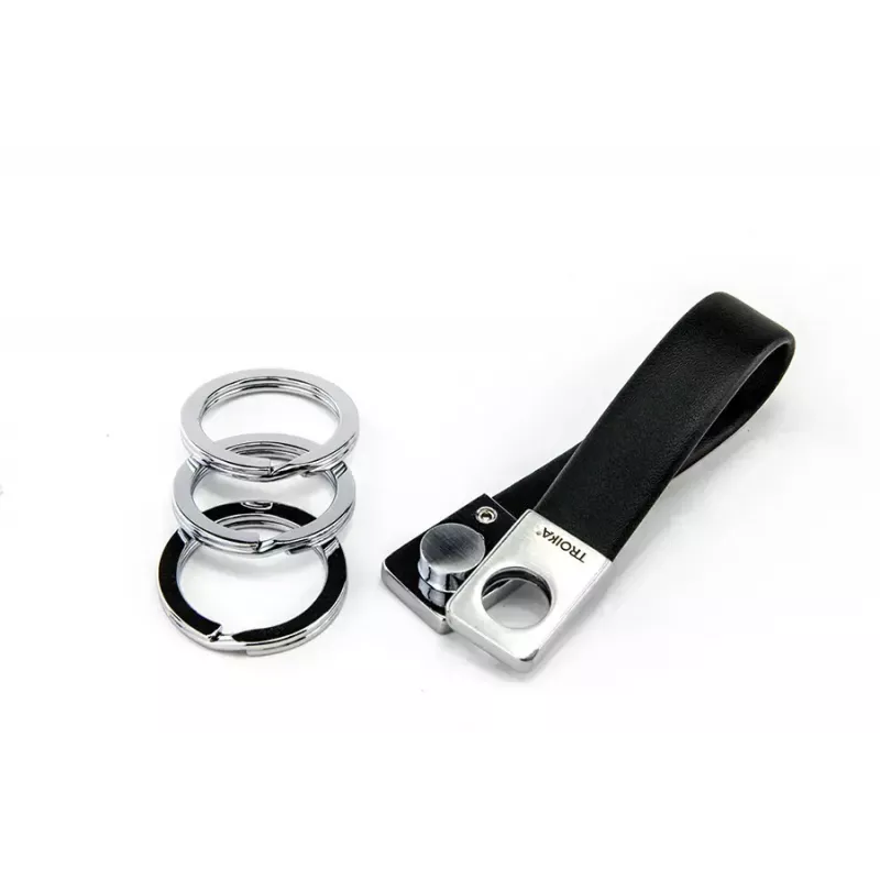 Võtmehoidja TROIKA TWISTER must hõbedane nahk metall 16mm 9mm