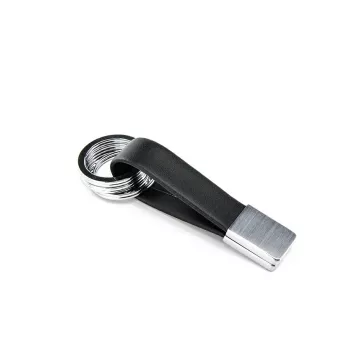 Võtmehoidja TROIKA TWISTER must hõbedane nahk metall 16mm 9mm
