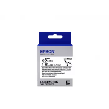 Epson Label Cartridge Heat Shrink Tube (HST) LK-4WBA5 Must/Valge D5mm (2.5m)
