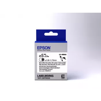 Epson Label Cartridge Heat Shrink Tube (HST) LK-4WBA5 Must/Valge D5mm (2.5m)