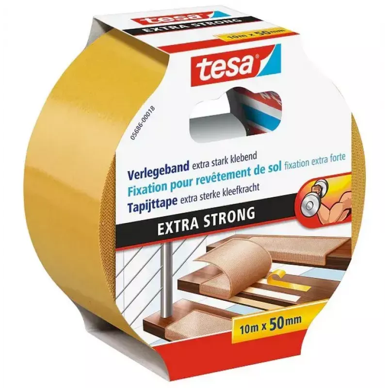 Tesa teip 5686 — polüpropüleenist (PP) kinnituslint, 10 m × 50 mm × 0,24 mm, valge