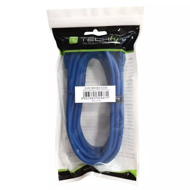 Techly USB 3.0 Superspeed kaabel A / Micro B 2m sinine ICOC MUSB3-A-020