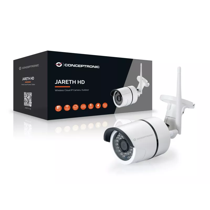 Conceptronic JARETH HD Wireless Cloud IP-kaamera, välistingimustesse, IP turvakaamera, välistingimustesse, juhtmega ja juhtmevaba, väline, lagi/seinale kinnitatav, valge