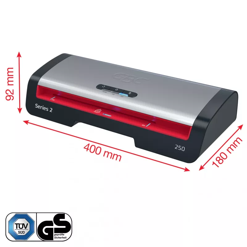 GBC 250 Office A4 laminaator, 24 cm, Kuumlaminaator, 500 mm/min, 0,5 mm, A4, 100 µm