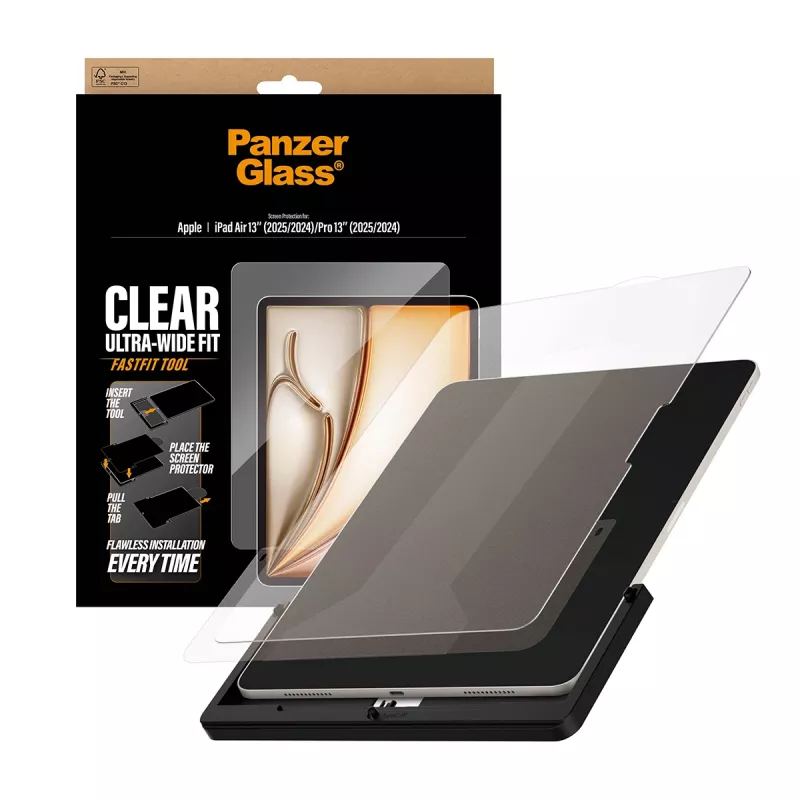 PanzerGlass ® ekraanikaitse iPad Air 13 tolli (2024-2026) | Pro 13 tolli (2024-2025) | ülilai sobivus kiirpaigaldustööriistaga