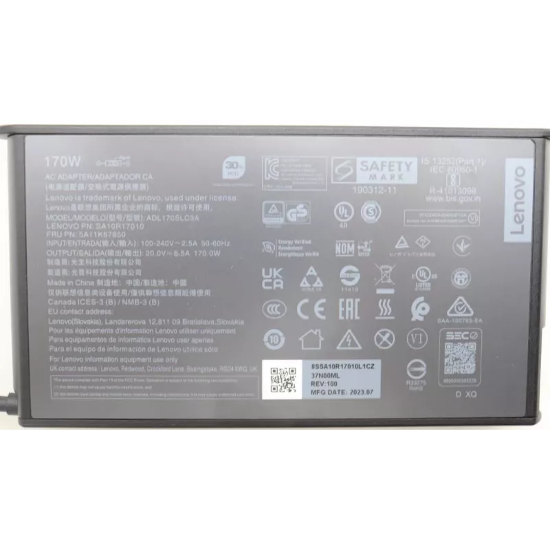 Lenovo 5A11K67850 toiteadapter Sisetingimustesse 170 W Must