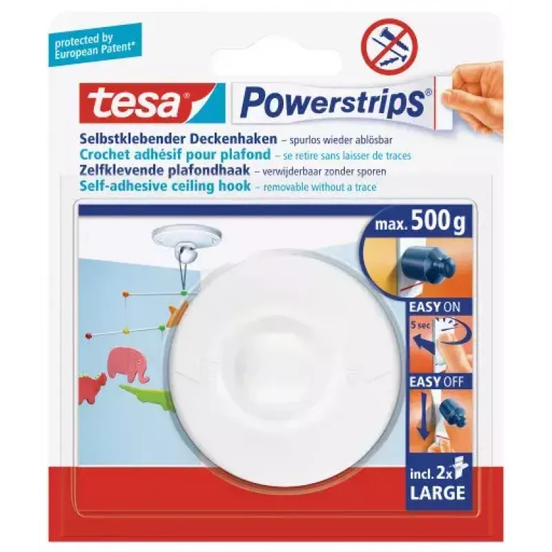 Seinale kinnitatav hoidmiskonks Tesa 58029-00020 Valge — 1 tk, isekleepuv kodukonks