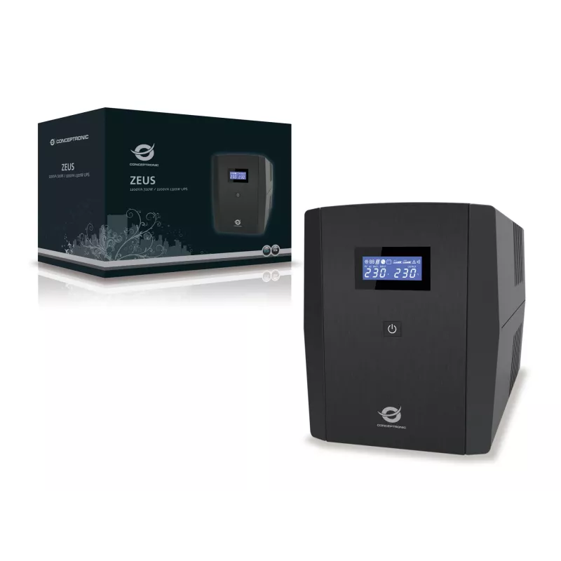 Conceptronic ZEUS 1200VA 720W UPS, IEC + Schuko pistikupesa, liin-interaktiivne, 1,2 kVA, 720 W, 220 V, 240 V, 220 V