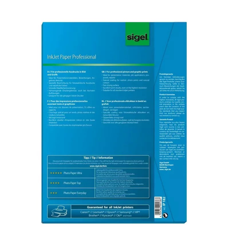 Trükipaber A4 Sigel IP182 Matt 50 lehte valge