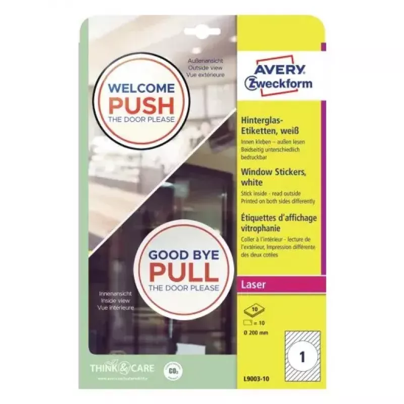 Avery Window Stickers Avery L9003-10 isekleepuv valge A4 10 tk