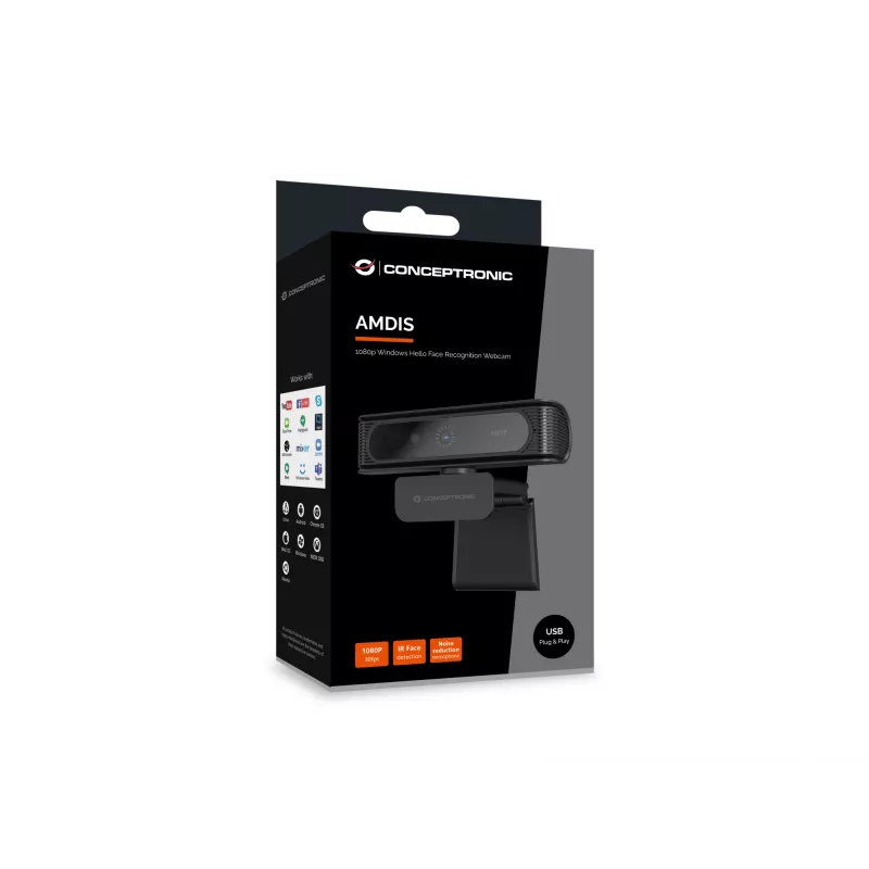 Conceptronic AMDIS09B 1080p Windows Hello näotuvastusega veebikaamera