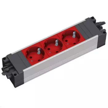 Liigpingekaitse Bachmann 906.306 3 vahelduvvoolupistikupesa 250 V must hall punane